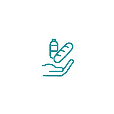 Hand offering bread and bottle — community support